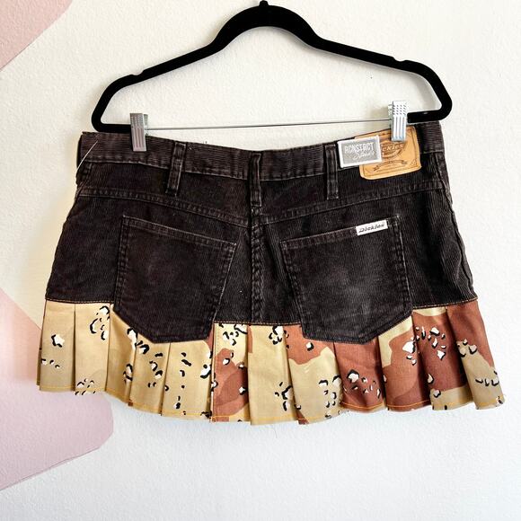 RCNSTRCT Reworked Corduroy Mini Skirt Camo Upcycled‎ Multi Tone Sz XL - Picture 2 of 5